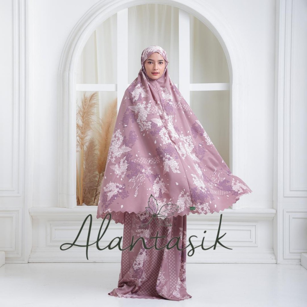 Mukena dewasa  Traveling Maxmara Flower Satin Silky 2 IN 1