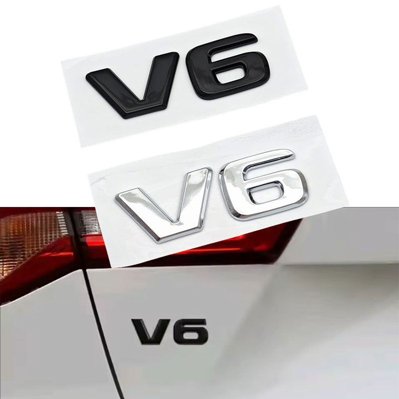 3d ABS V6 Logo Car Rear Trunk Sticker Badge Emblem for Mercedes W204 C280 ML SLK 320 BMW Audi Ford M
