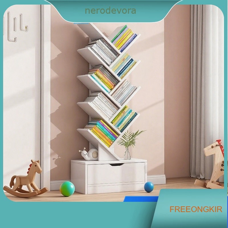 Rak Buku Kayu Rak Buku 8 Tingkat Rak buku dengan laci Rak buku sekolah anak sd Lemari buku