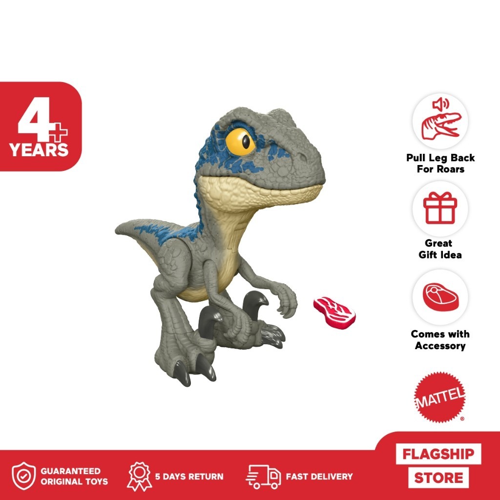 TERBAIK- Jurassic World Mega Roar Blue Velociraptor - Mainan Action Figure