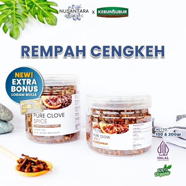 Nusantara Organic Cengkeh Kering Bumbu Organik Rempah Clove Utuh Rimpang Alami Kebun Subur