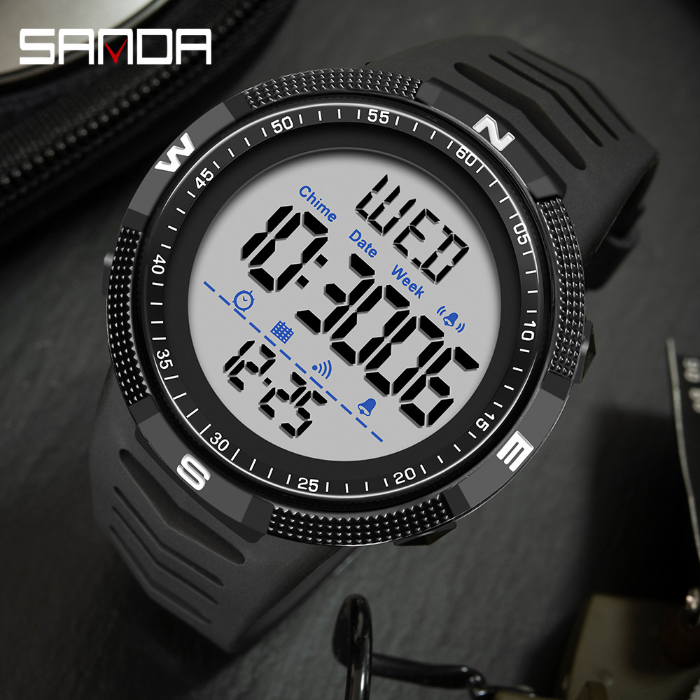 Fashion SANDA Top Brand Waterproof Men Watch Multifunctional Luminous Digital Wristwatch Outdoors Sp