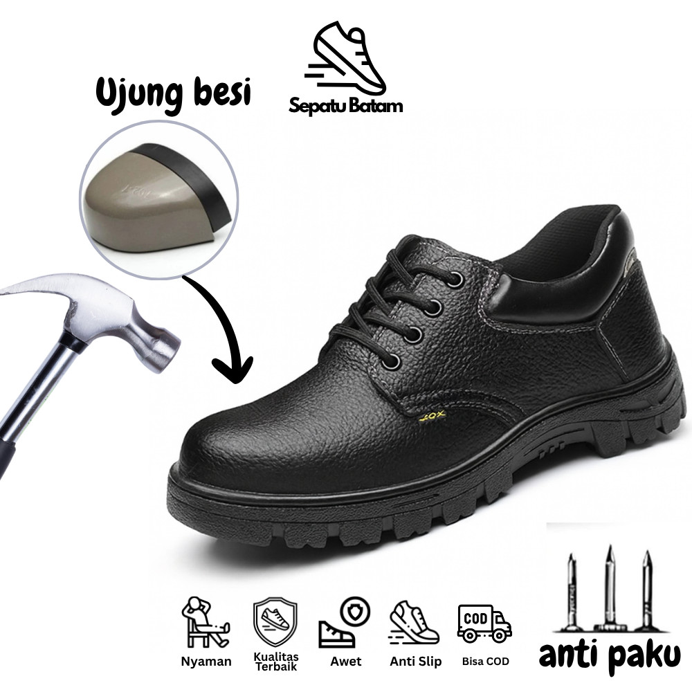 Sepatu Batam SF001 Sepatu safety shoes low cut hitam batam