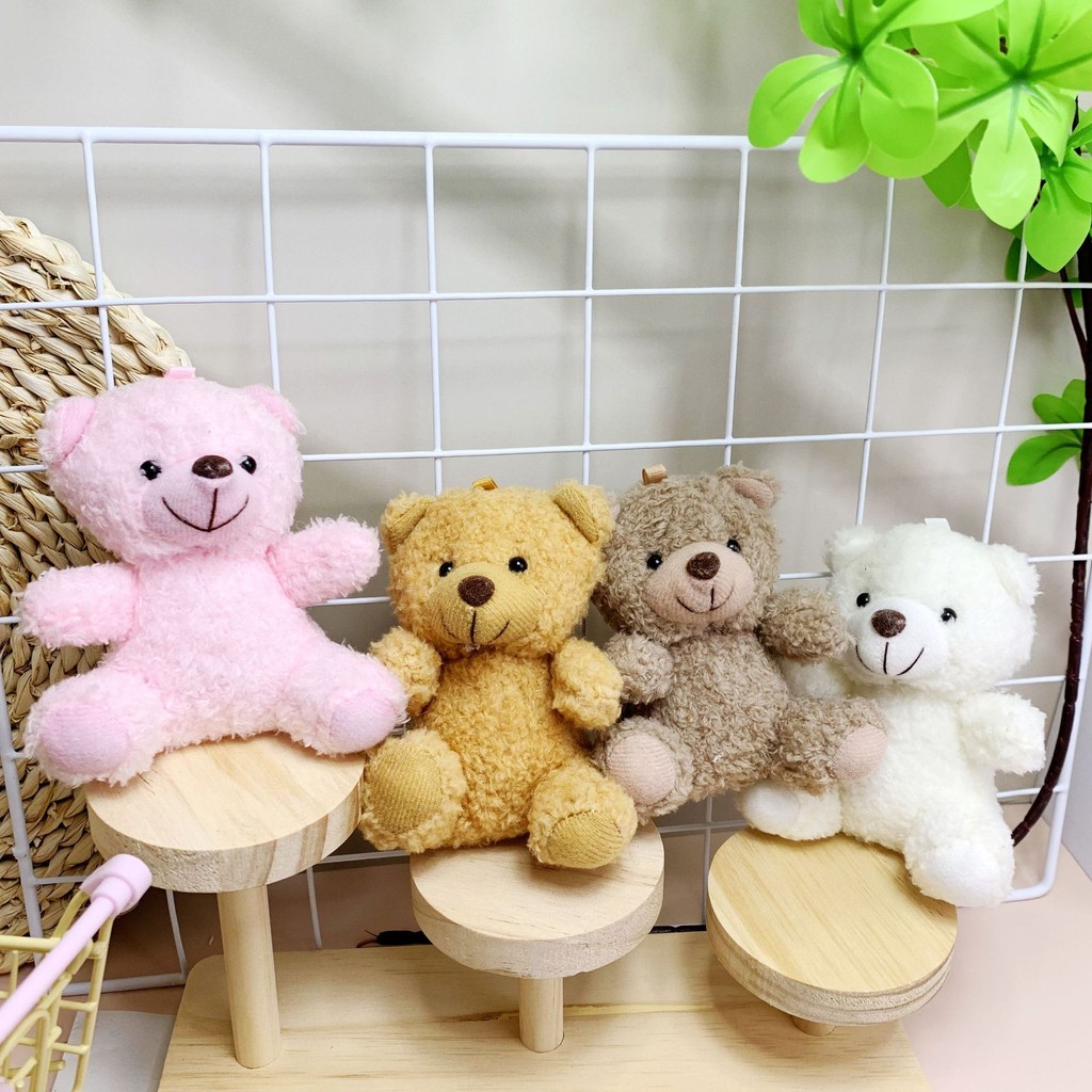 Cute Plush Teddy Bear Cartoon Bead Chain Plush Toy Bead Chain Car Girl Bag Pendant Claw Machine