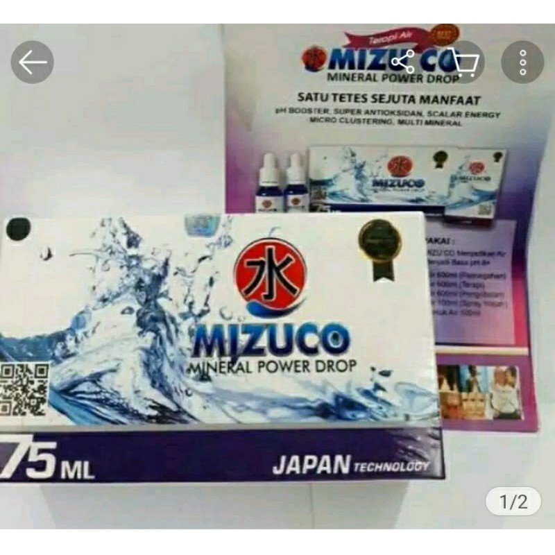 Mizuco Mineral Power Drop | Mizuko Alkali | Anti Kanker | Anti Diabetes | 1 Box isi 5 Botol