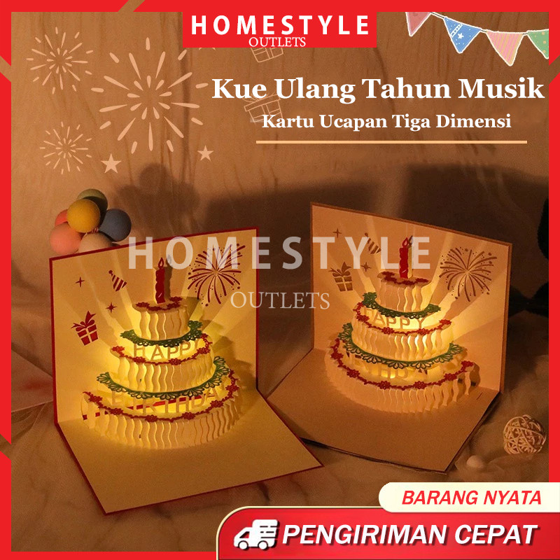 Kartu Ucapan Pop Up Kartu Ucapan 3D Dengan Lampu + Musik