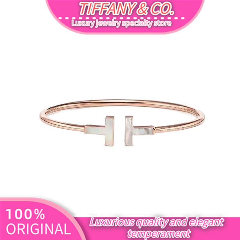 Genuine product TIFFANY & CO. Mother-of-Pearl Coil 18k rose Gold bracelet for women Gelang cewek