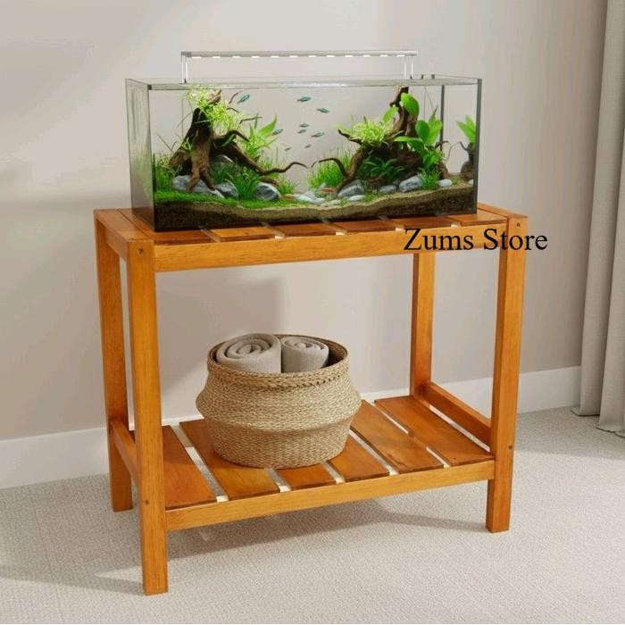 rak kayu aquarium / rak display jualan / rak buku
