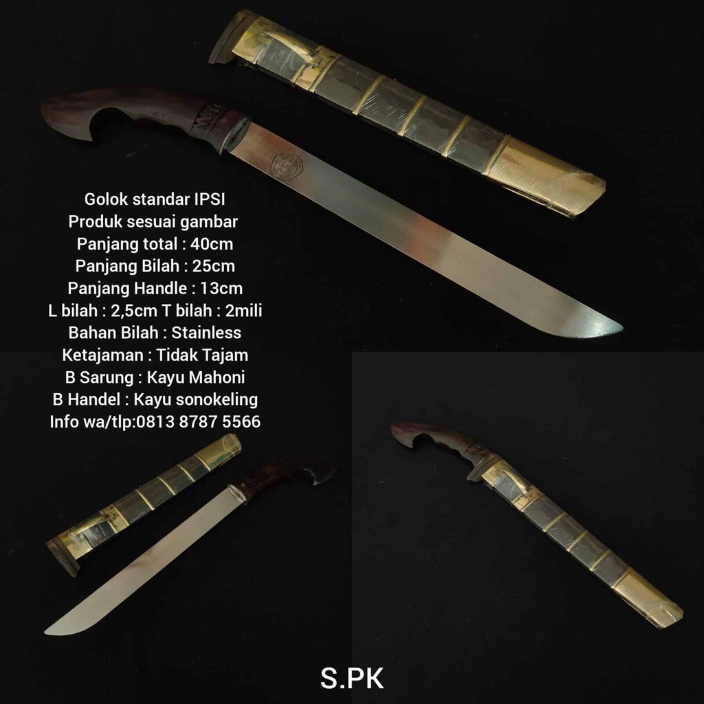 Golok standar ipsi ukuran usia dini 25 cm tumpul simpai Kuningan