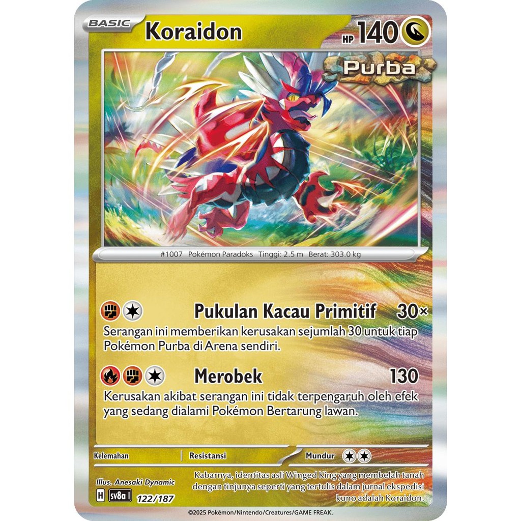 TCG Koraidon 122/187 FOIL SV8a Festival Terastal EX KARTU CARD POKEMON Indonesia