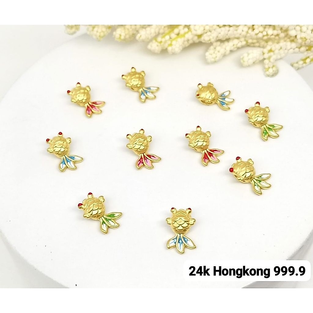 Charm Emas Asli Ikan Koi 24k Hongkong 999.9