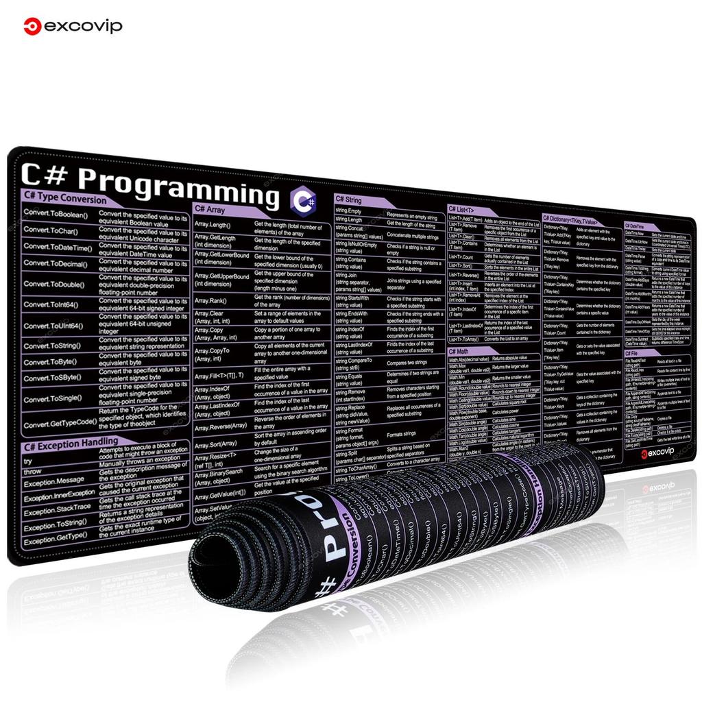 EXCO C# Programing Mouse Pad Large Shortcuts Keyboard Mousepad Cheat Sheet Engineer Desk Mat for Gam
