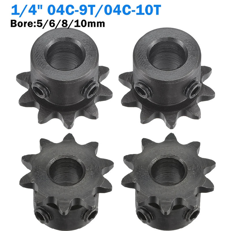 1/2/5/10pc 45# Steel Gear With Step 04C 9T/10T #25 Chain Drive Sprocket Wheel Bore 5/6/8/10mm Pitch 