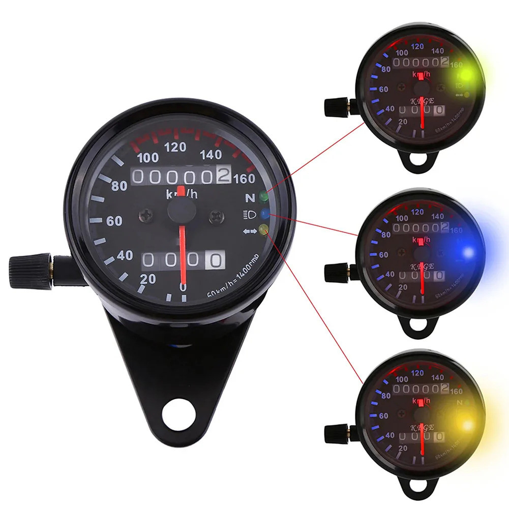 Spidometer Digital Sepeda Motor, Pengukur Kecepatan 160 km/jam, Layar KM/Jam, Lampu Depan LED, Indik