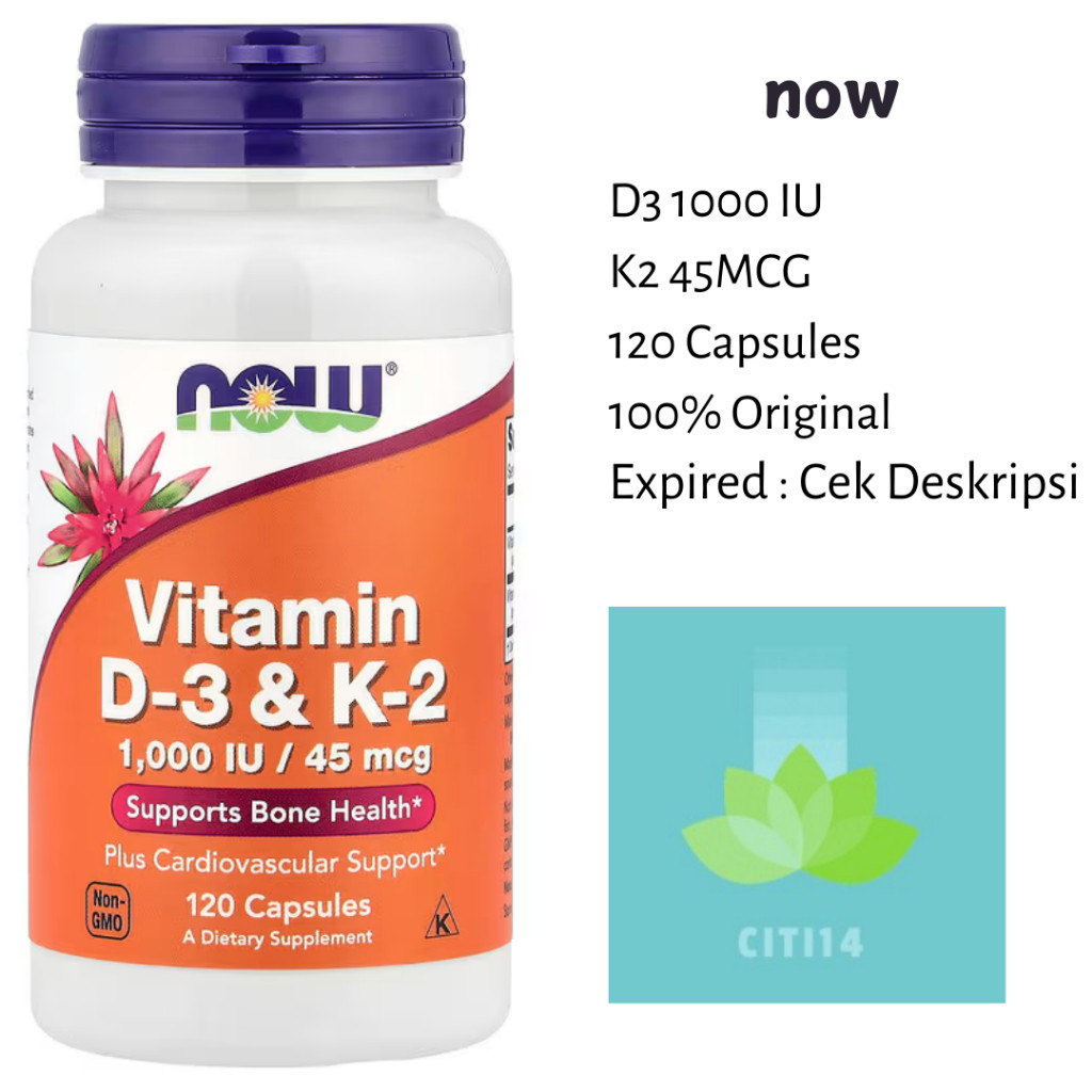Original Now D3 K2 120 Caps D3 1000IU K2 45 MCG Vitamin D3 & K2 best