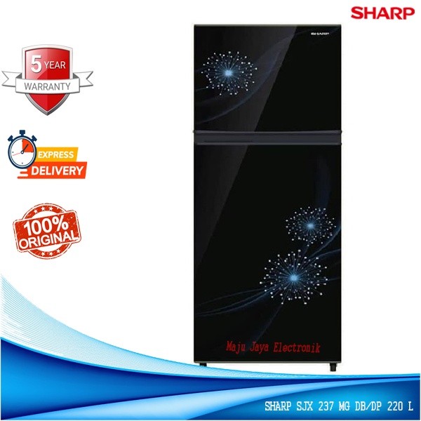 SG Kulkas 2 pintu SHARP SJ 237 MG DB/DP No frost Glossy Door 220 Liter Tanpa Bunga Es