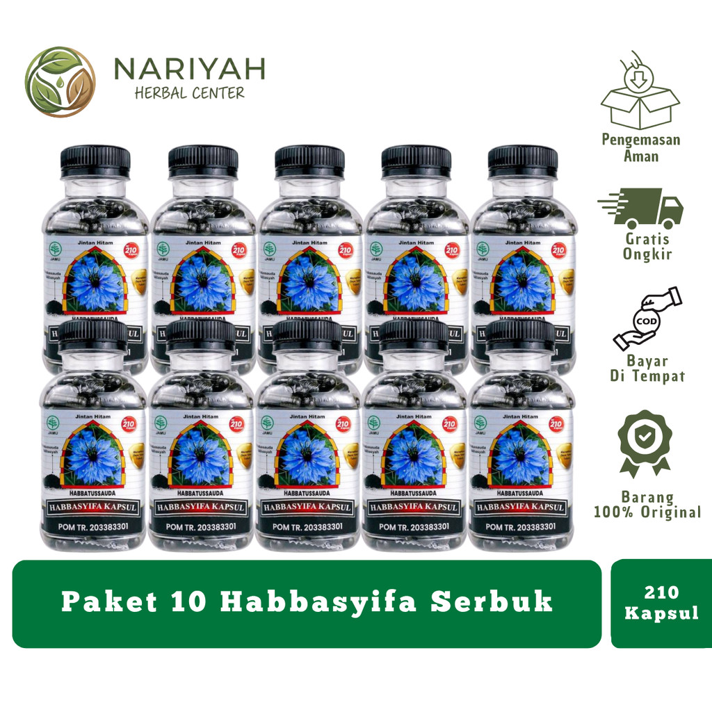 Grosir 10 Botol Habbasyifa BlackSeed 210 Kapsul | Habbatussauda Jinten Hitam