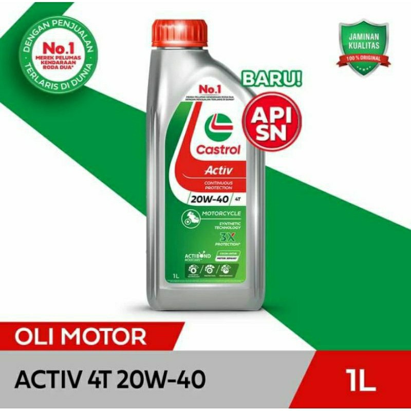 Oli mesin Motor Castrol Activ 4T SAE 20W-40 1L Bisa Juga 2T