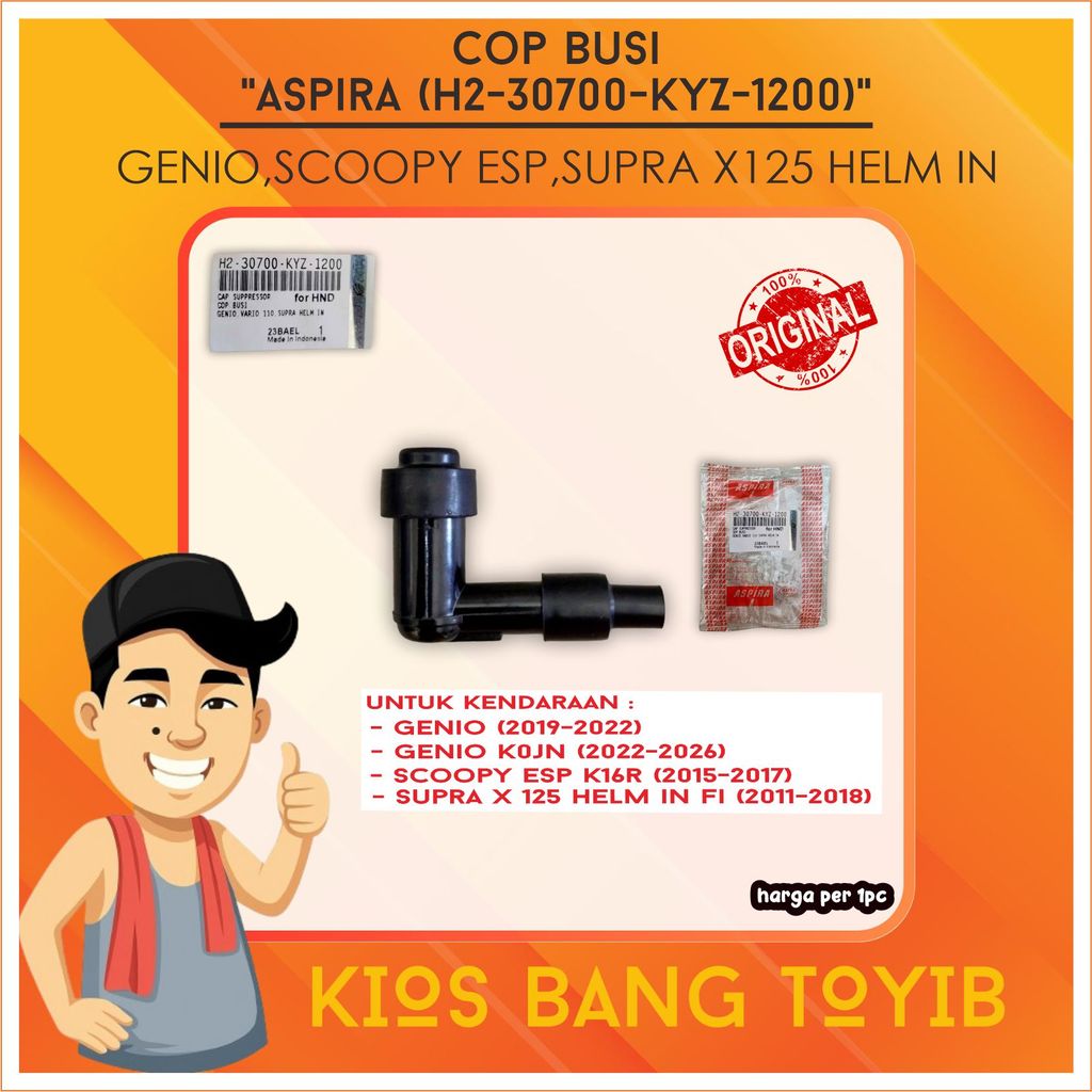 (ASPIRA) Cop Tutup Busi ORIGINAL Honda GENIO Scoopy Esp Supra X 125 Helm In H2-30700-KYZ-1200