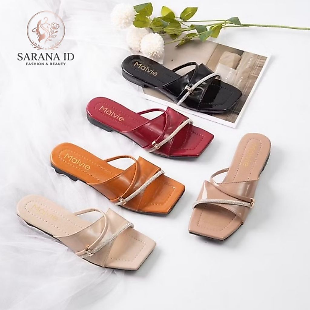 M002 Sandal Flat Wanita Tali Mewah Korean Style | SARANA ID