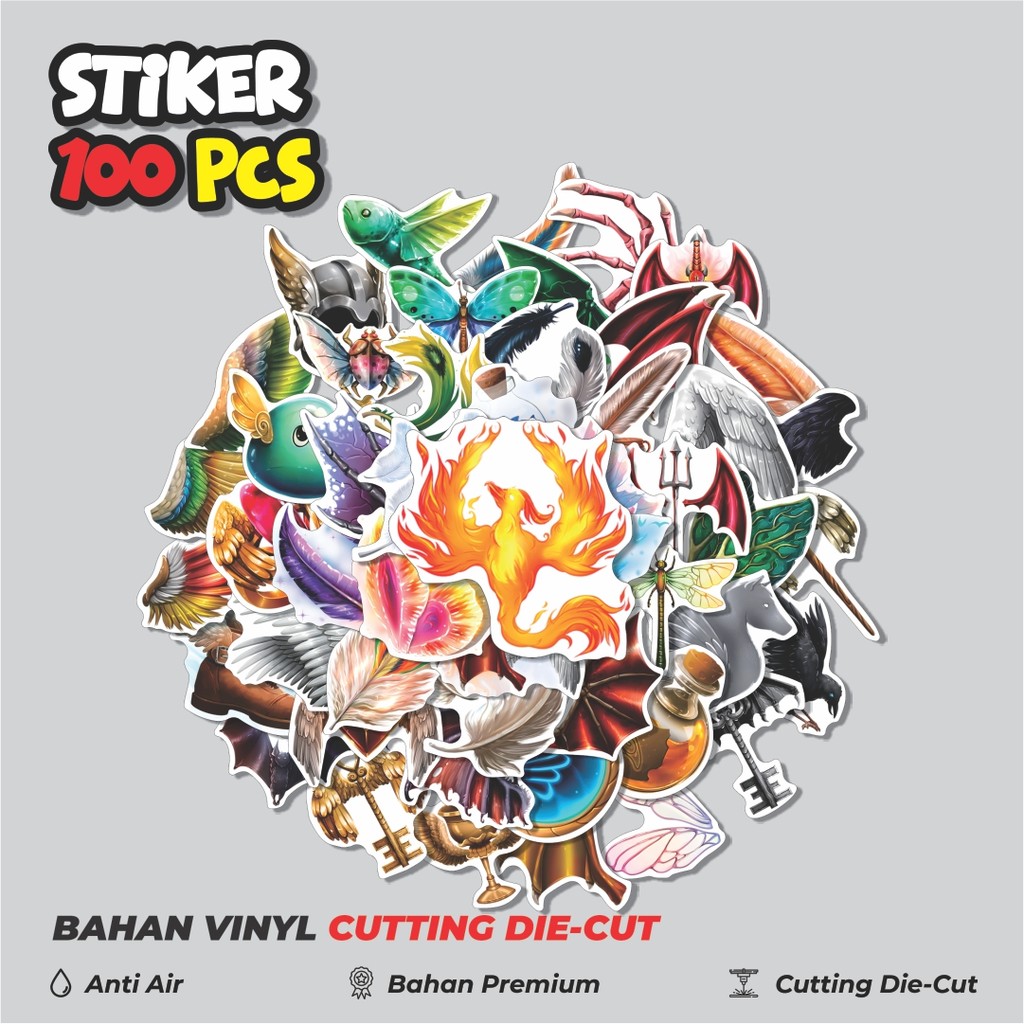 

Terbaru! 50 pcs Stiker Sayap - Sayap Burung Dekorasi Lucu Kreatif untuk Notebook, Skateboard, HP