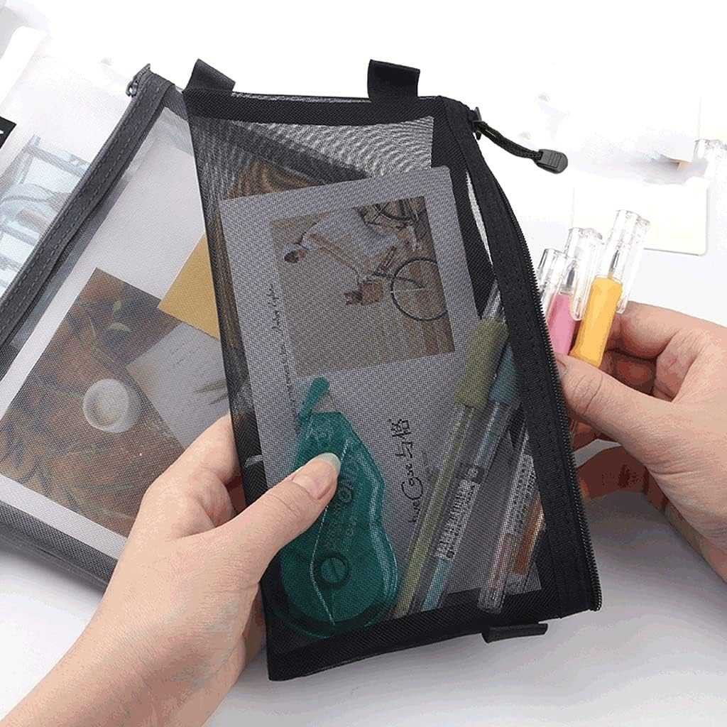 

LUNASTR ZANZAN Tempat Pensil Jaring Mesh Pencil Case Zipper Storage - Z20