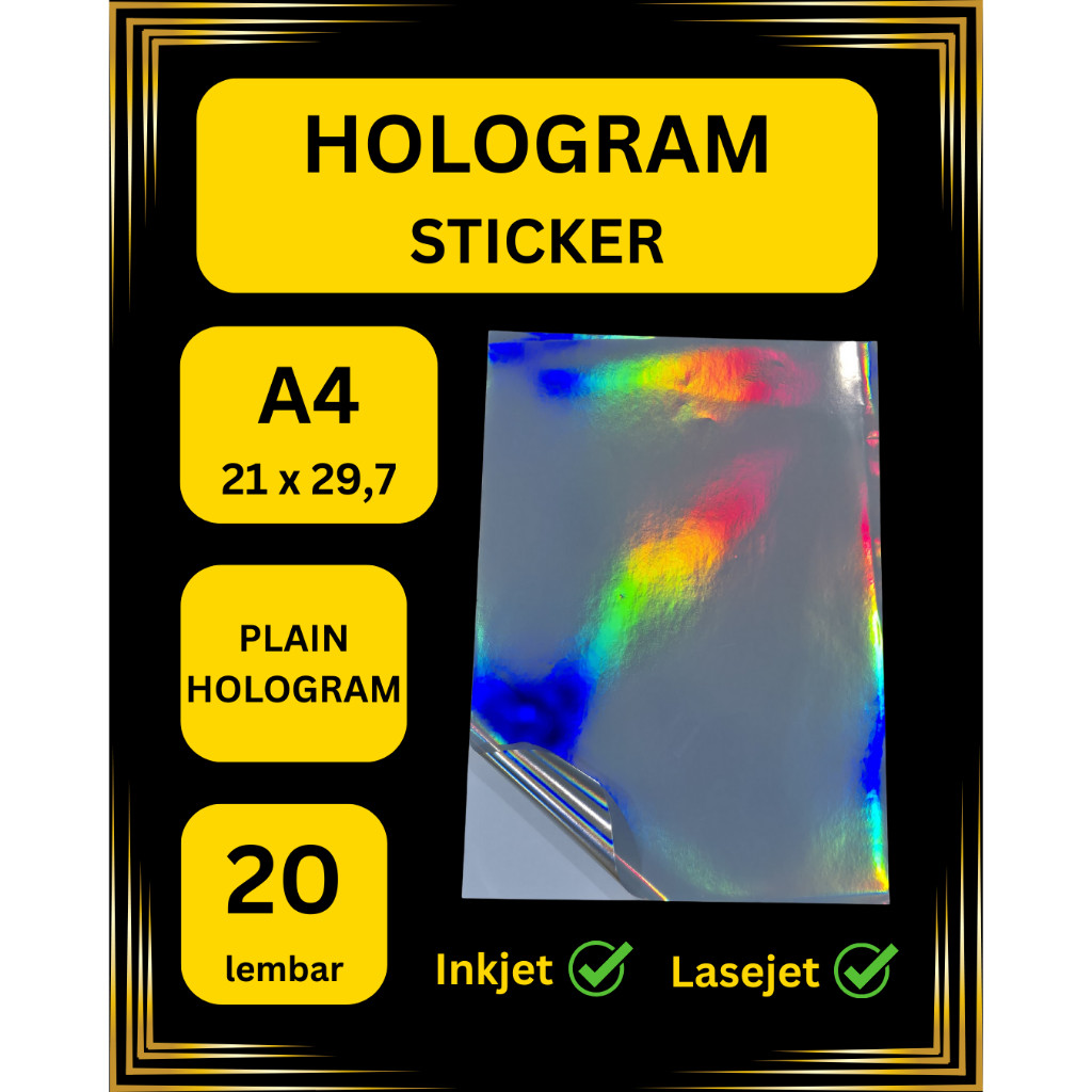 

STICKER HOLOGRAM PET INKJET LASERJET A4 20 lbr PROMOSI PREMIUM