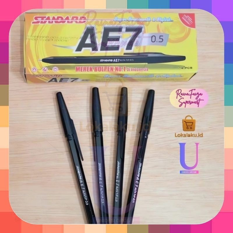

Pena Standard AE7 0.5 mm [] 1 Pack isi 12 Pcs [] Pulpen Tinta Hitam Halus dan Nyaman Menulis [] LLID