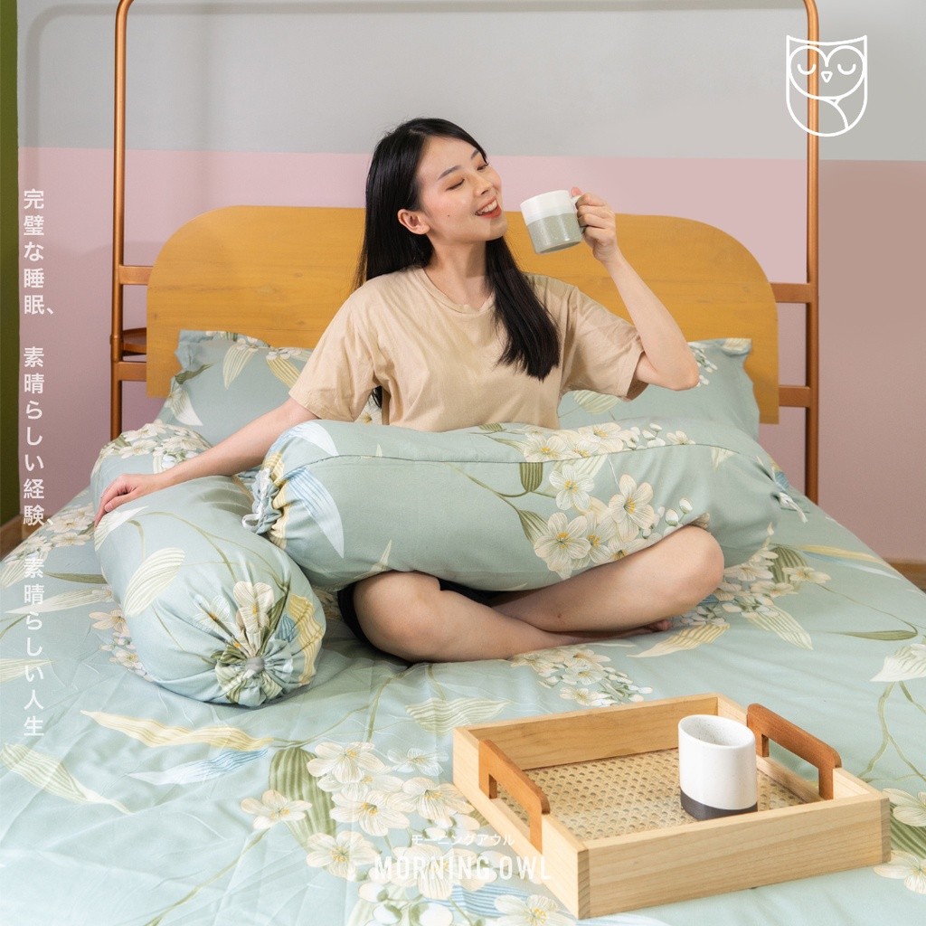 MORNING OWL LUX - Sprei Set Motif - Morning Owl Lux - 100% Mixed Cotton Collection (5in1) UK 180x200