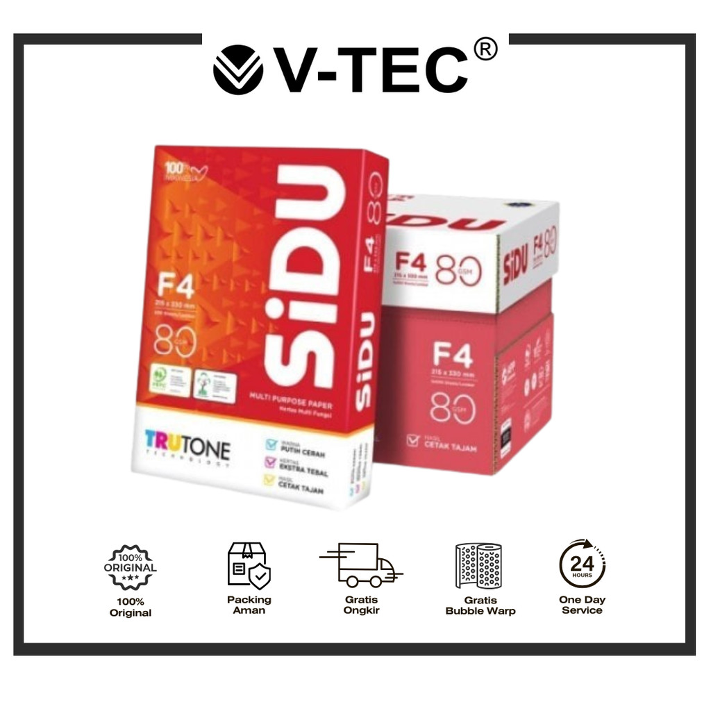 

KERTAS BEST SELLER DAN TERMURAH HVS SIDU F4 80 Gr /Rim