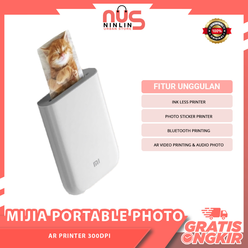 

Mijia Portable Photo AR Printer 300dpi Pocket Mini Bluetooth Pocket Printer with Print Paper ol