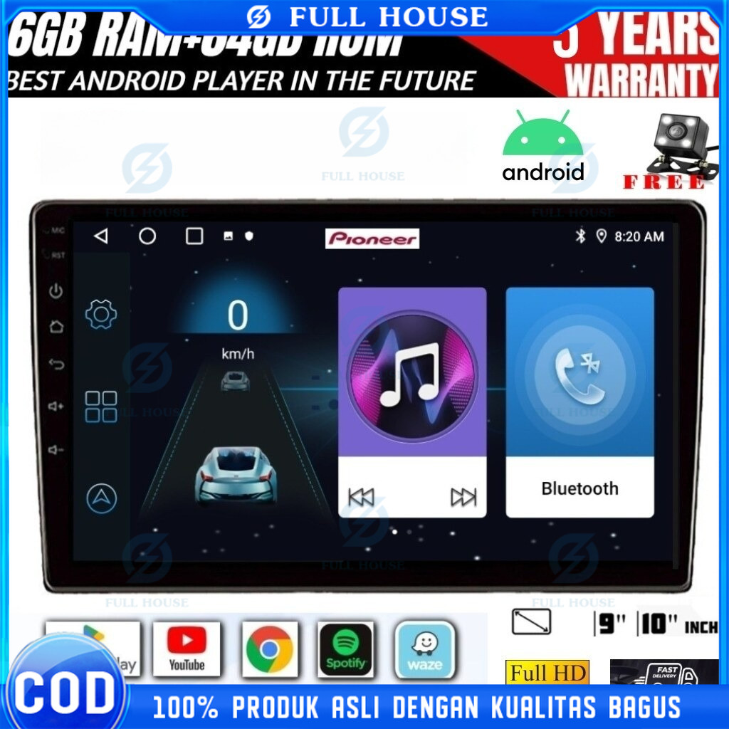Ada Kipas Pendingin Full House - Pioneer 4G+64G Android 14 Head Unit 9/10 Inch IPS Layer Mobil Navig