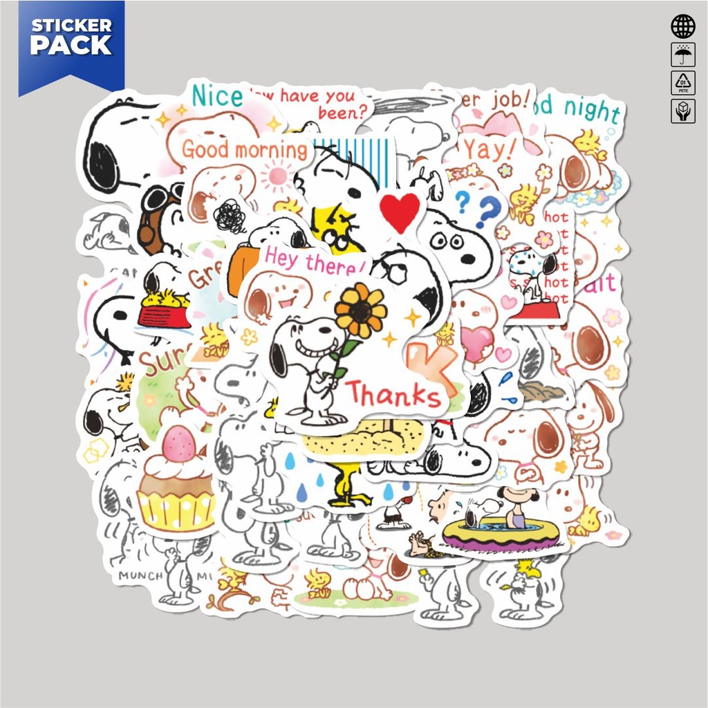 

[100PCS]Stiker Pack Stiker Kartun Snoopy V10 Aesthetic Vinyl Anti Air Dekorasi Sticker Laptop Buku Journal Koper Helm Casing HP Gitar Helm Skateboard