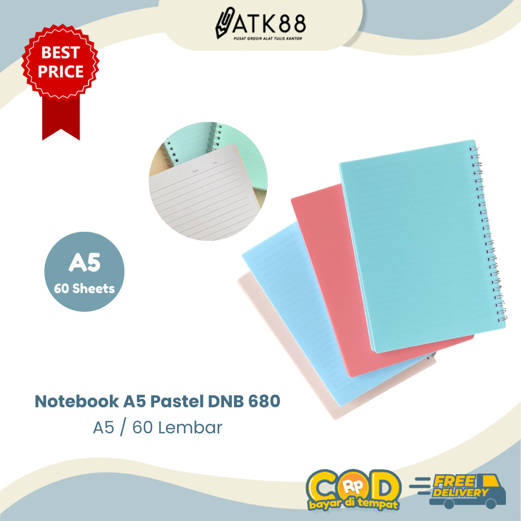 

[ATK88] Notebook ATK 88 Buku Catatan Spiral Isi 60 Lembar Warna Pastel A5 DNB-680