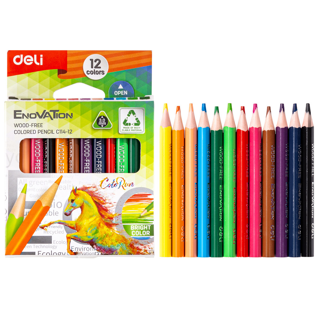 

Deli Color Run Color Pencil / Pensil Warna 12 Warna Desain Segitiga Wood-Free EC114