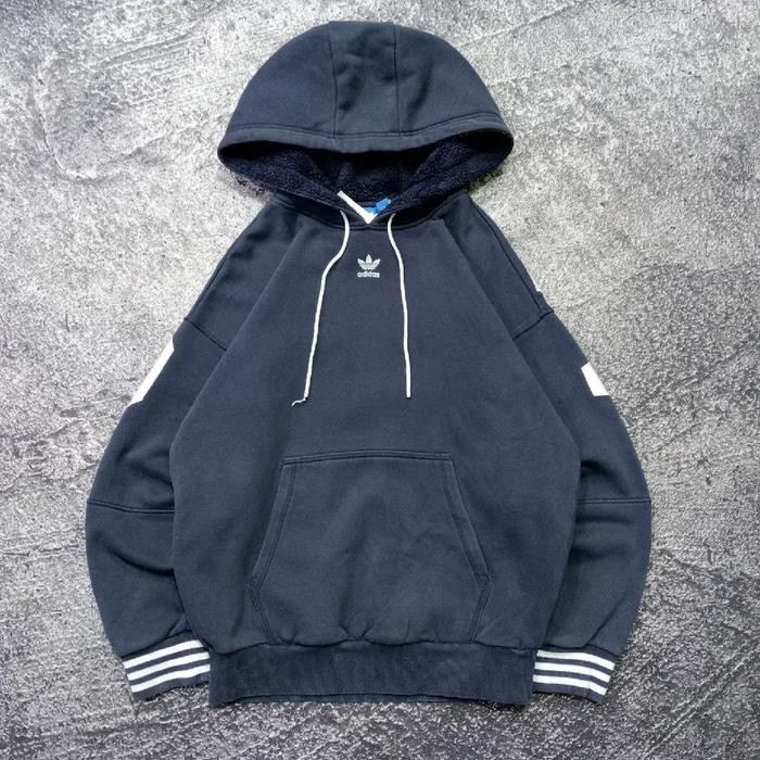 Jaket Hoodie ADIDAS center logo bordir big logo bagus casual size L