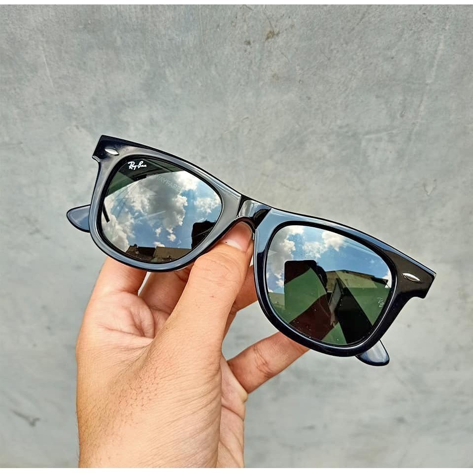 Kacamata Hitam Rayban Wayfarer RB2140 black glossy  Lensa Kaca
