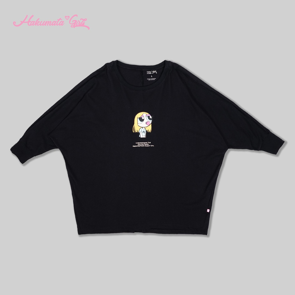 Hakumata Girl - Chiclete - Kaos Cewek Dolman - Cotton Combed 30's - Baju Cewe 3/4 Hitam & Navy
