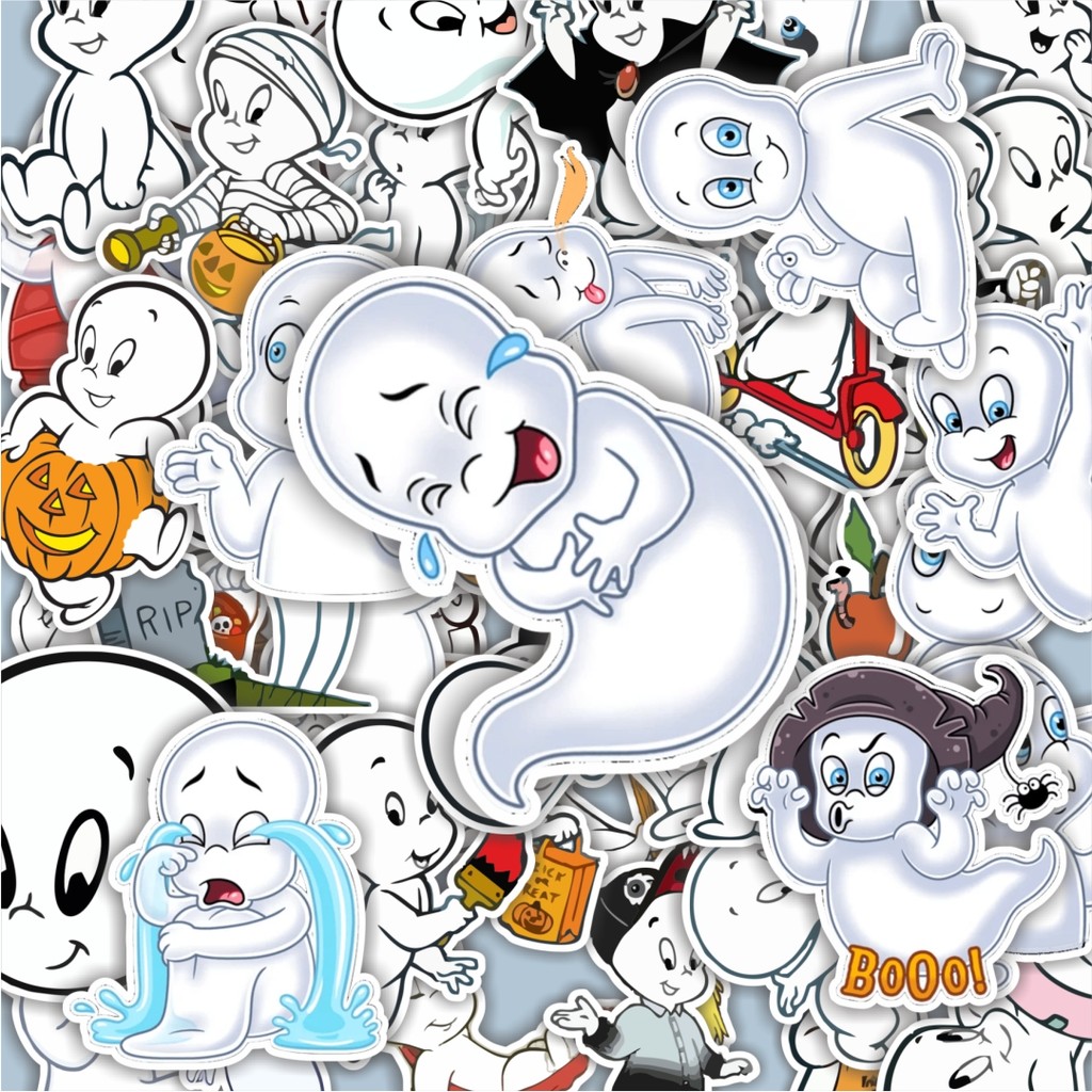 

100PCS Lucu Stiker Kartun Casper Stiker Aesthetic Stiker Anti Air Stikers Berperekat Waterproof sticker decal buat Motor Helm Buku Journal Koper Casing HP Laptop Botol Minum Hadiah anak