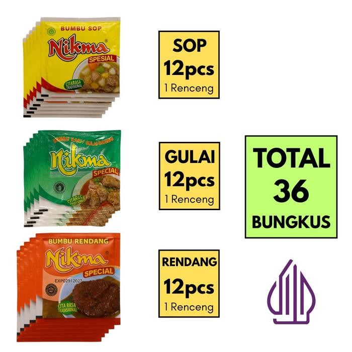 

Mix Paket 3 Bumbu Masak Padang - Rendang, Sop, Gulai (36 Sachet) Halal Spesial Bumbu Asli Minang Tradisional bumbu racik instan
