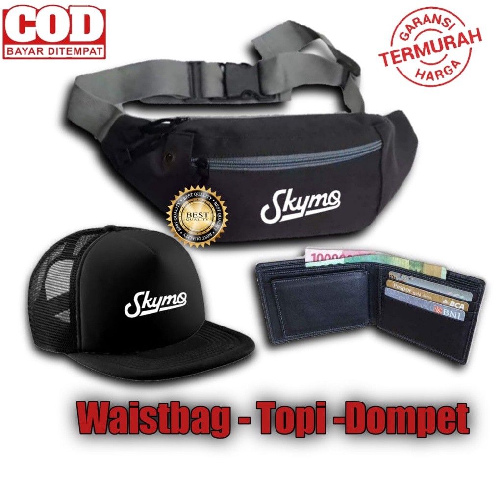 Tas Selempang Slempang Pria satu paket Topi eiger snapback Dan Dompet pria COD Bayar di tempat