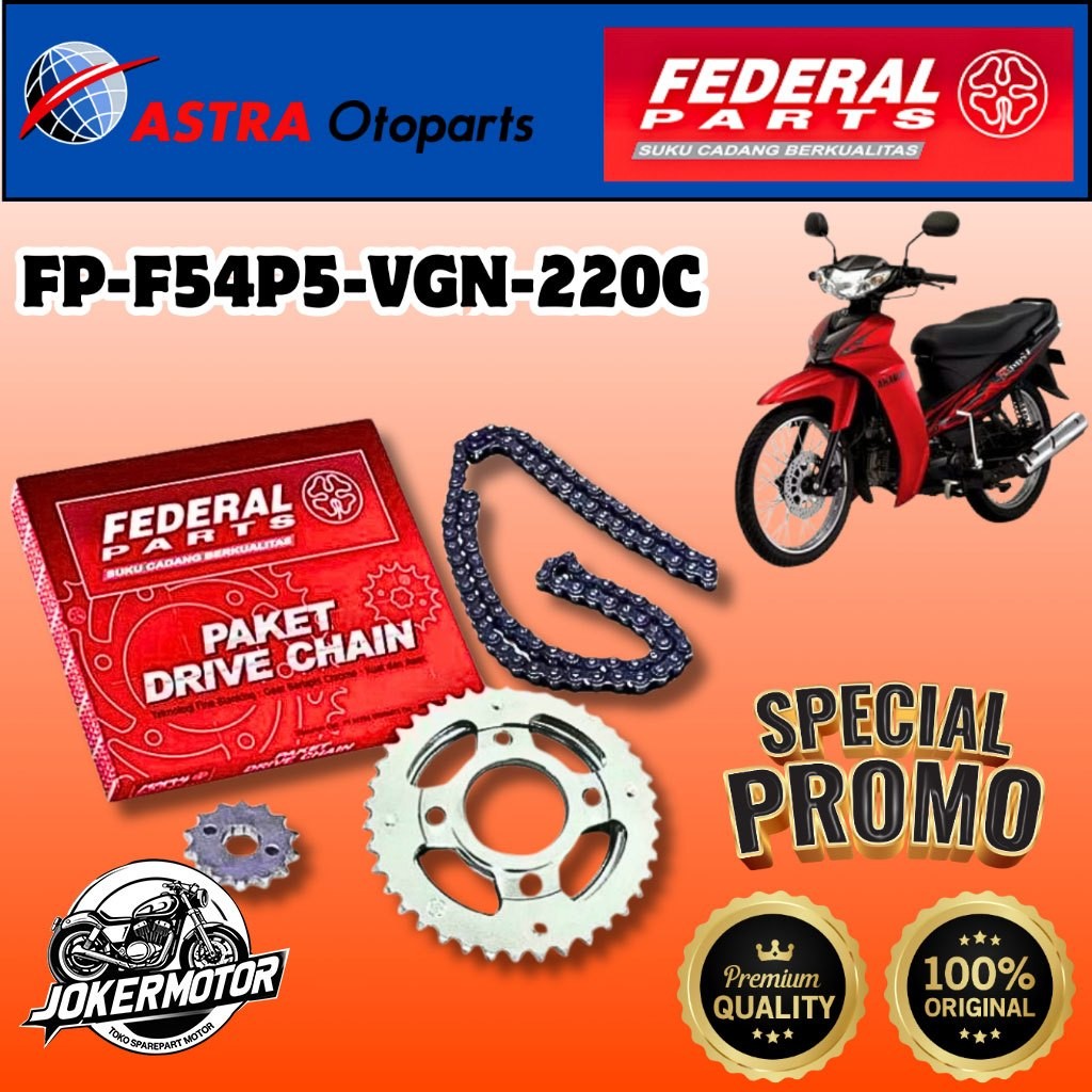 GEAR GIR SET PAKET GIGI TARIK KOMPLIT DEPAN BELAKANG RANTAI YAMAHA VEGA R NEW (428-15T/35T/100L)-  D