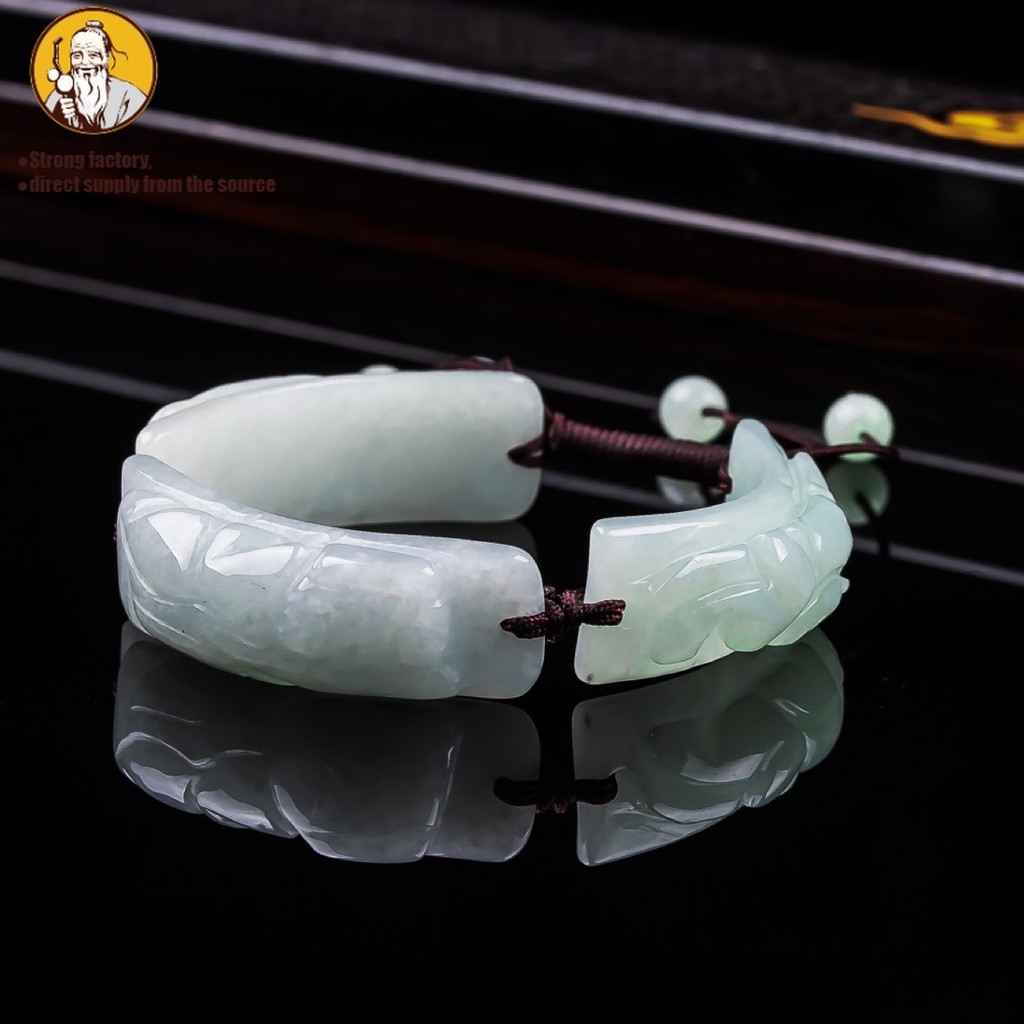 Natural A jadeite, gelang giok Pixiu.