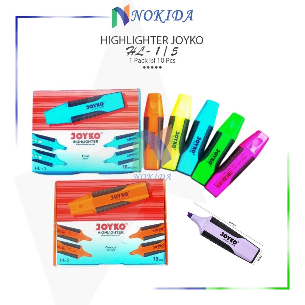 

Nokida Penanda Joyko 1 Pack [HL-1/5] / Spidol Alat Tulis Sekolah / Highlighter 1 Box