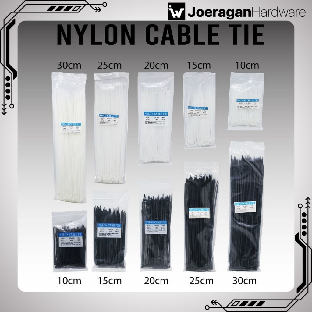 

Nylon Cable Tie 10cm 15cm 20cm 25cm 30cm Kabel Ties Tis 10 15 20 25 30 cm Insulock Hitam atau Putih