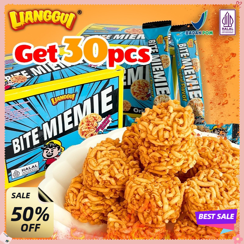

[Pengiriman 24 jam] LIANGGUI HALAL 【Beli 15 Pcs Gratis 15 Pcs】Lianggui Bite Miemie Box Isi 30Pcs Camilan Enak untuk Anak Sekolah, Snack Renyah & Praktis, Cocok untuk Cemilan Lebaran Enak Cemilan