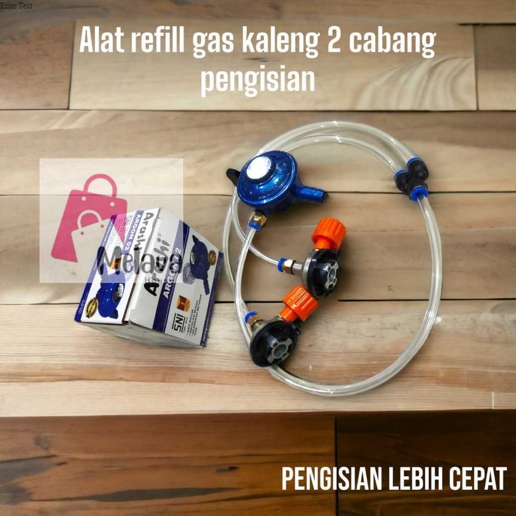 Alat refill gas 2 cabang adaptor kran selang 6 mm