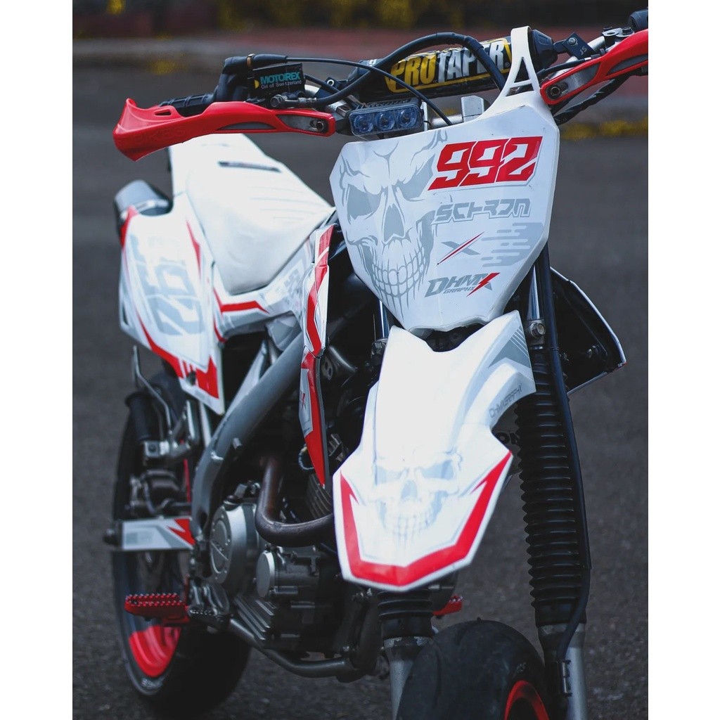 DECAL KLX DTRACKER CRF WR PUTIH LIST MERAH CUSTOM DESAIN