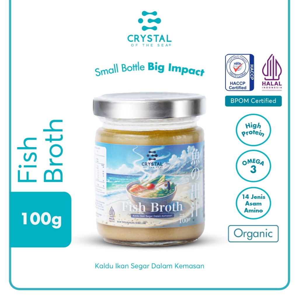 

Crystal of The Sea | Fish Broth (100gr) / Kaldu Ikan dalam kemasan / Kaldu MPASI Natural / Kaldu Non MSG Sehat / Kaldu kaya protein (Albumin) untuk mempercepat pemulihan / Kaya Omega 3 / Vitamin pasca operasi