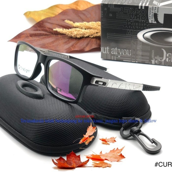 Frame Kacamata Pria Oakley Currency Sporty Paket Lensa Minus Kaca Mata Mewah Authentic